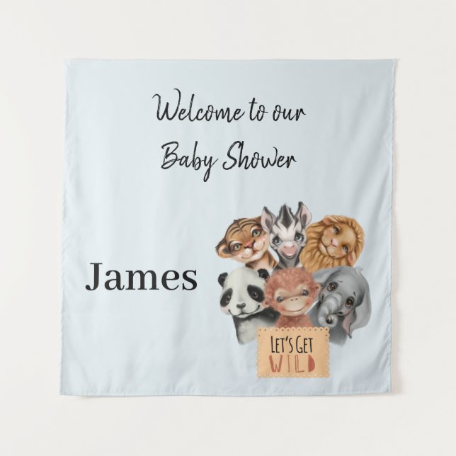 Safari Wildbaby Dusche blau Wandteppich (Vorderseite)