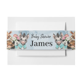 Safari Wildbaby Dusche Einladung Blue Einladungsbanderole