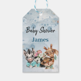 Safari Wildbaby Dusche Einladung Blue Geschenkanhänger