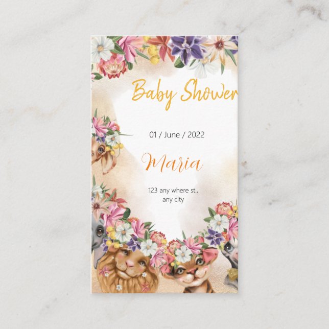 Safari Wildbaby Dusche Einladung Gold (Vorderseite)