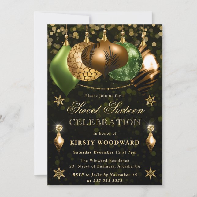 Safari Wildlife Baubles 16 . Geburtstag Einladung (Vorderseite)