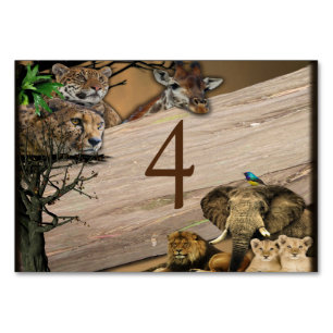 Safari-Wildlife-Outdoor-Hochzeitstisch-Karten Tischnummer
