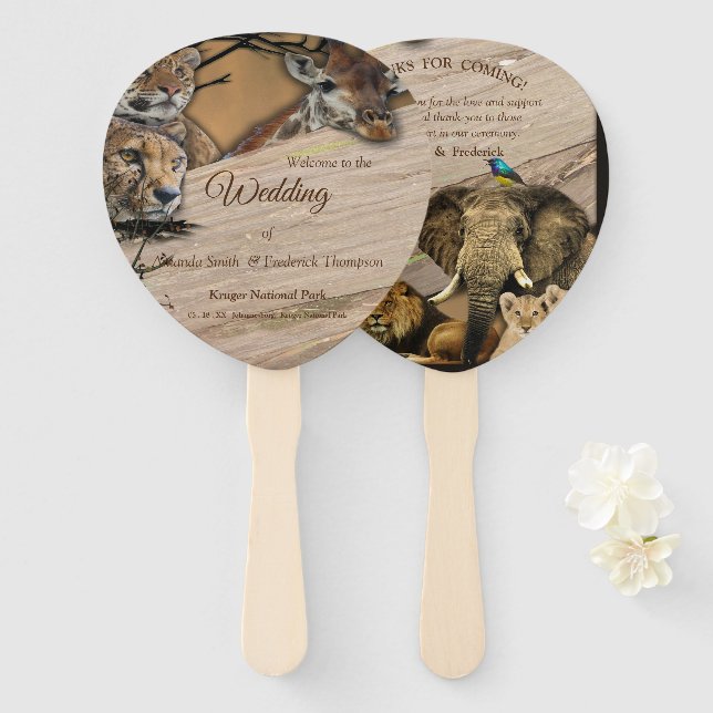 Safari Wildlife Outdoor Wedding Hand Fans Fächer (Vorne und Hinten)
