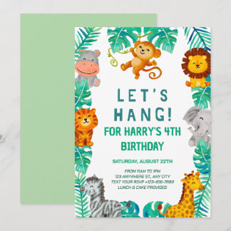 Safari Wildlife-Themed Birthday Einladung