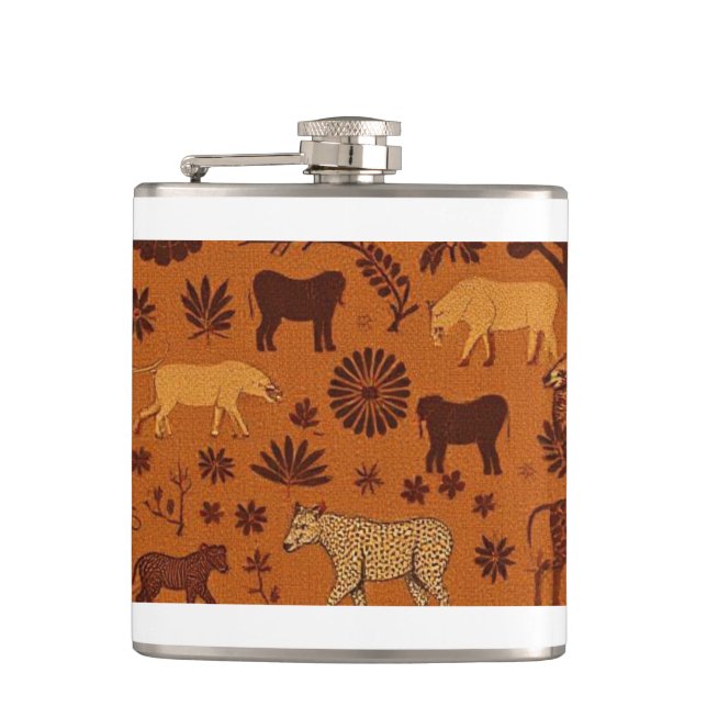 Safari Wildlife Vinyl Wrapped Flask Flachmann (Vorderseite)