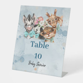 Safari wildone Baby Dusche Blue Pedestal Sign Sockelschild