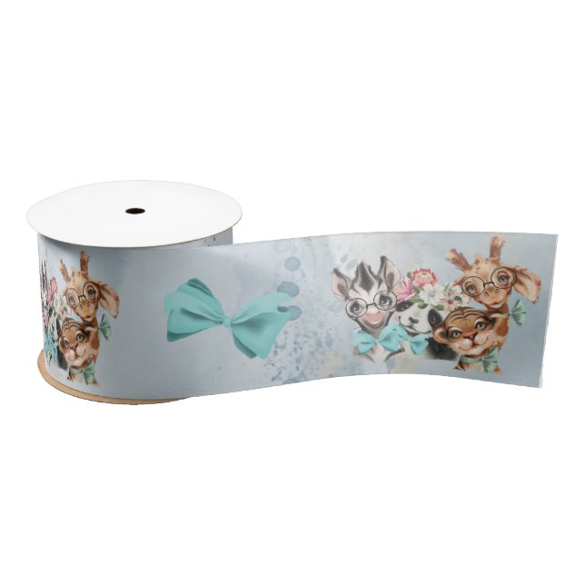 Safari wildone Baby Dusche Junlge Ribbon Satinband (Spule)