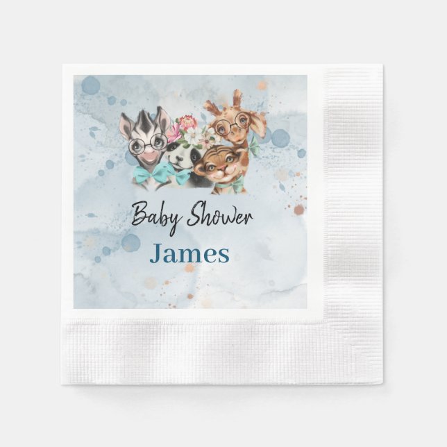 Safari wildone Baby name Dschungel mit Tieren Serviette (Vorderseite)