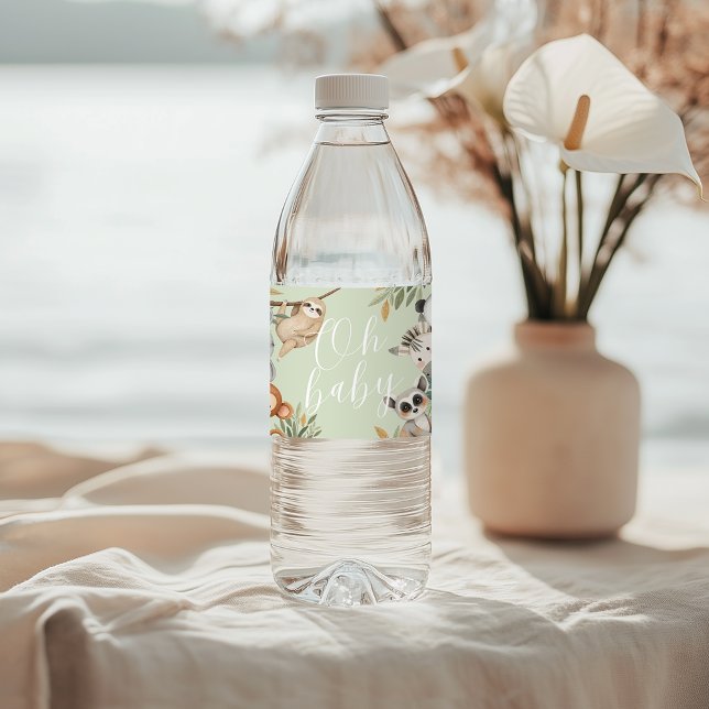 Safari Wildtiere Babydusche Wasserflaschenetikett (Von Creator hochgeladen)
