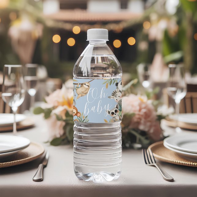 Safari Wildtiere Babydusche Wasserflaschenetikett (Von Creator hochgeladen)