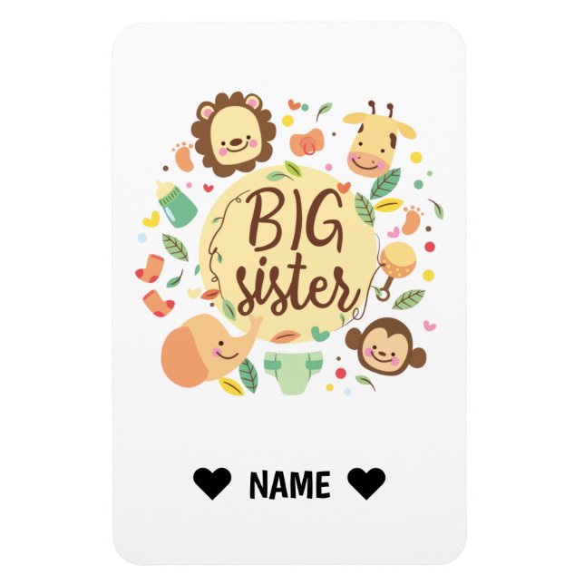 Safari Wreath Big Sister Magnet (Vertikal)