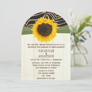 Safari Zebra Barn Wood Sunflower Zebra Wedding Einladung