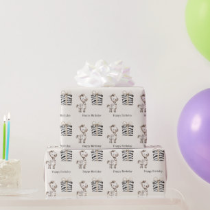 Safari-Zebra-Geburtstag Geschenkpapier