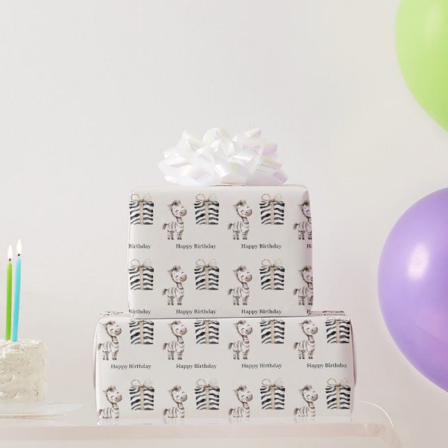 Safari-Zebra-Geburtstag Geschenkpapier (Partygeschenke)