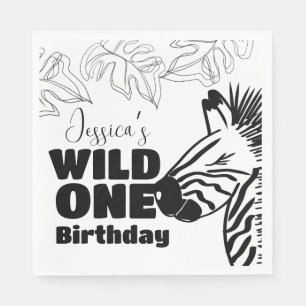 Safari-Zebra-Handzeichnung-Wilde-Party-Geburtstag Serviette