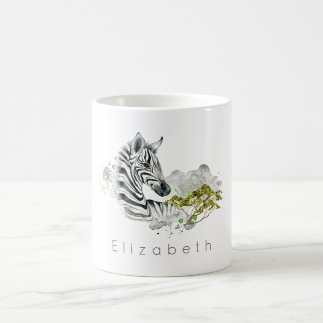 Safari Zebra Wild Exotic Animal in Wasserfarben Tasse (Mittel)
