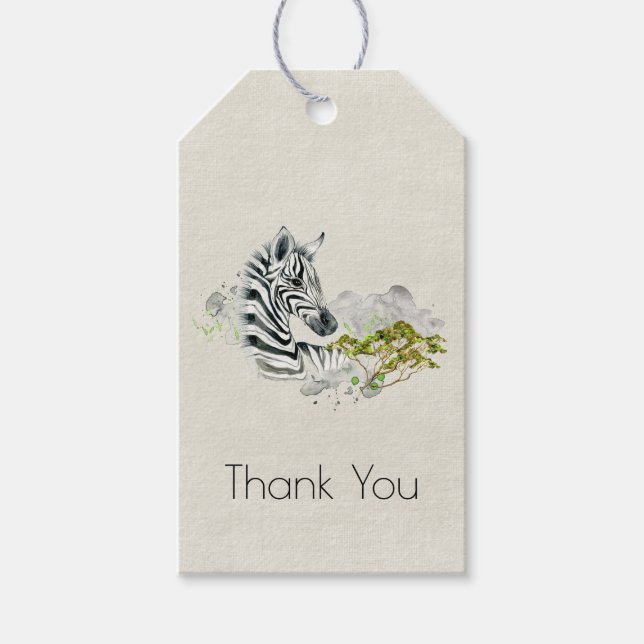 Safari Zebra Wild Exotic Animal Vielen Dank Geschenkanhänger (Vorderseite)