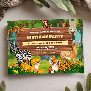 Safari-Zoo-Wildlife-Geburtstag Einladung
