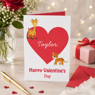 Safari zum Valentinstag für Kinder Karte