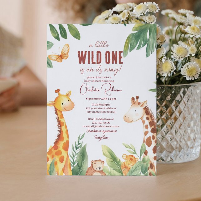 Safari zwei Niedliche Giraffendusche Baby Einladung (Von Creator hochgeladen)