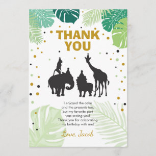 Safarigeburtstag danken Ihnen, Tier-wilden Zoo zu Dankeskarte
