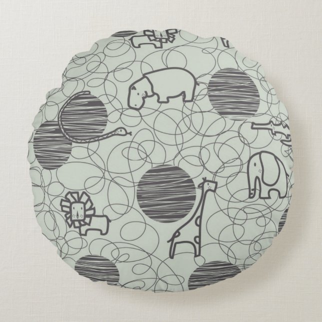 Safaritiere 1 rundes kissen (Vorderseite)