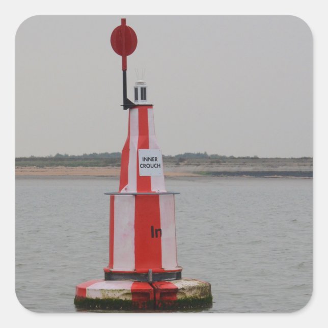 Safe Channel Bouy River Crouch Quadratischer Aufkleber (Vorderseite)