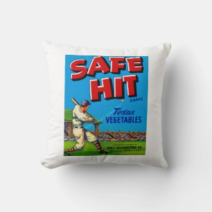 Safe Hit Vintage Etikettenkunst Kissen