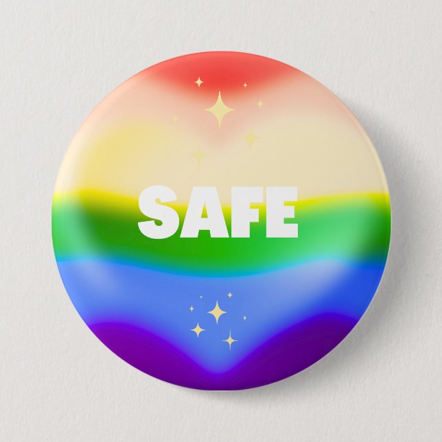 SAFE LGBTQ Rainbow Pride Heart Button (Vorderseite)