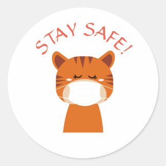 SAFE NIEDLICH TIGER TRAGEN MASK Runder Sticker ble