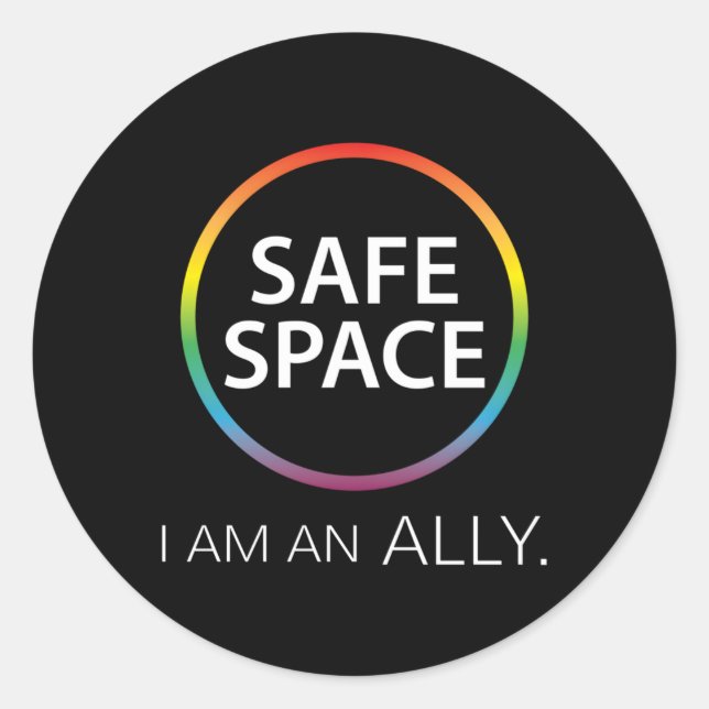 Safe Space I ist ein Verbündeter Runder Aufkleber (Vorderseite)
