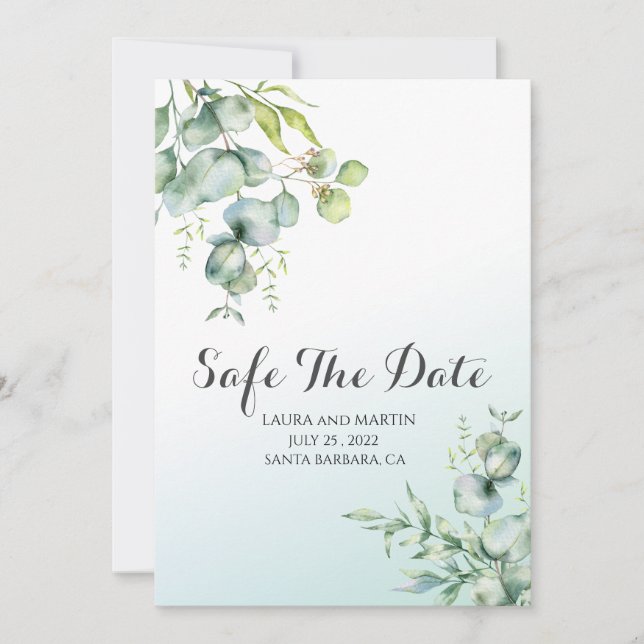 Safe The datę elegance Eucalyptus Einladung (Vorderseite)