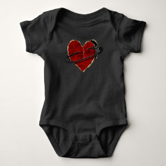Safety Button Heart Punk Rock Emo Goth Classic Baby Strampler