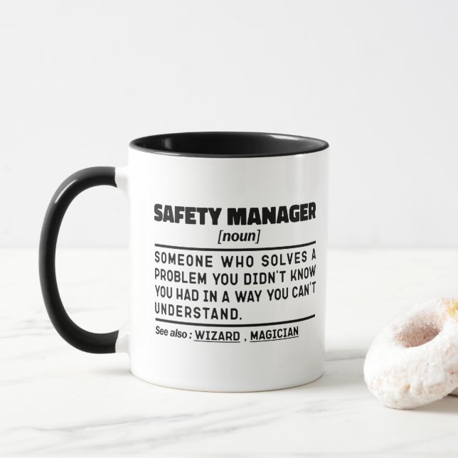 Safety Manager Noun Remüder Worker Funny Tasse (Mit Donut)