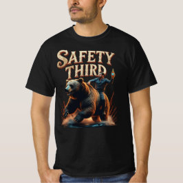 Safety Third Bear Rider Funny T-Shirt