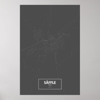 Säffle, Schweden (weiß auf schwarz) Poster