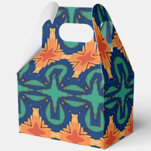 Saffron Bloom Cross Floral Navy Orange und Green Geschenkschachtel