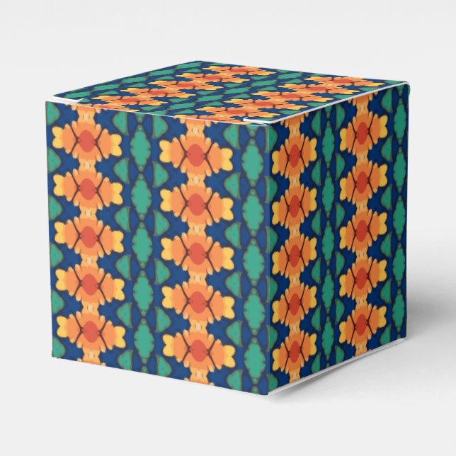 Saffron Bloom Floral Navy Orange und Green Geschenkschachtel (Vorderseite)