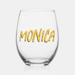 Saffron Yellow 3D Funny Modern Name Weinglas Ohne Stiel<br><div class="desc">Saffron Yellow 3D Funny Modern Style Name Stemless Wine Glass</div>