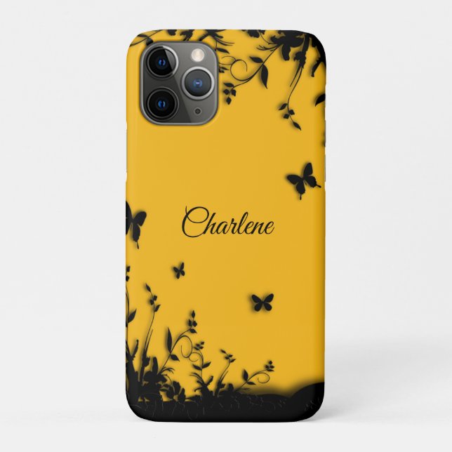 Saffron Yellow Butterfly Garden Personalisiert Case-Mate iPhone Hülle (Rückseite)