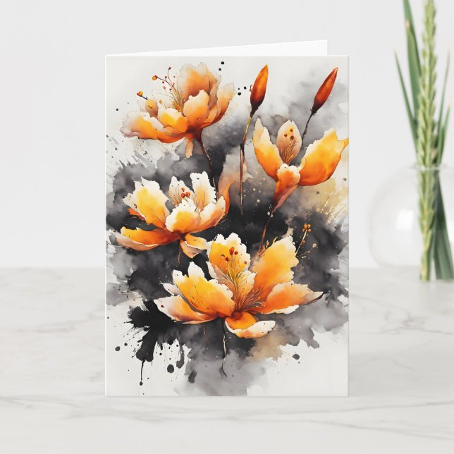 Safran - Aquarellblumen Karte (Vorderseite)