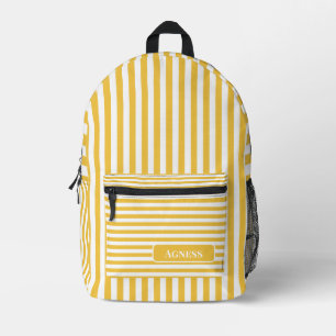 Safran Gelbe und Vintage Streifen Bedruckter Rucksack