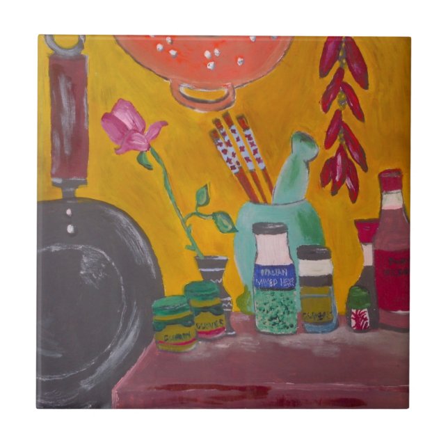 Safran und Paprika-Fliese Fliese (Vorderseite)