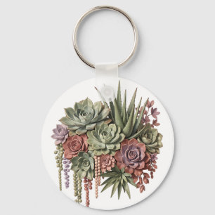 Saftige Blumenstrauß Grün Pink Schlüsselanhänger
