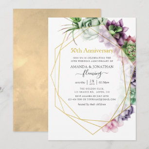 Saftige geometrische 50. Hochzeitstag-Feier Einladung
