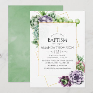 Saftige geometrische Taufe oder Christening Einladung