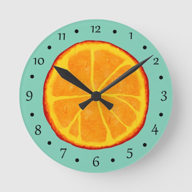 Saftige orange Scheibe Runde Wanduhr (Vorderseite)