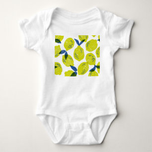 Saftige Zitronen: vintage nahtloses Muster. Baby Strampler
