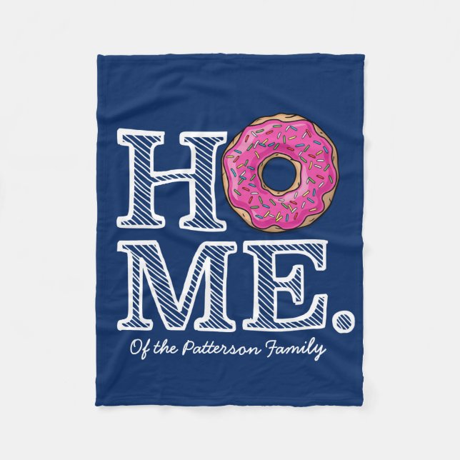 Saftiger köstlicher rosa Krapfen-Haus-Wärmer Fleecedecke (Vorderseite)