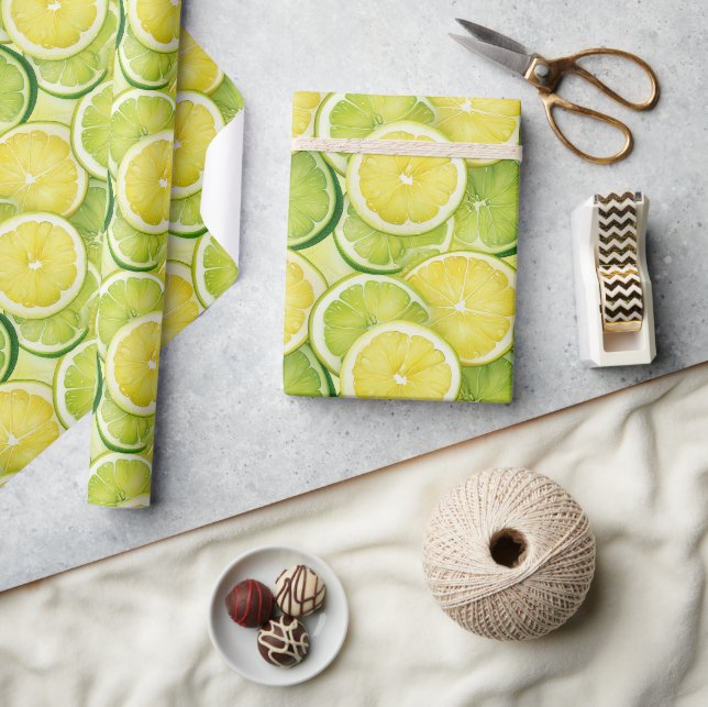 Saftiger Zitronen-Limonen-Glanz-Geschenkpapier  Geschenkpapier (Kunsthandwerk)